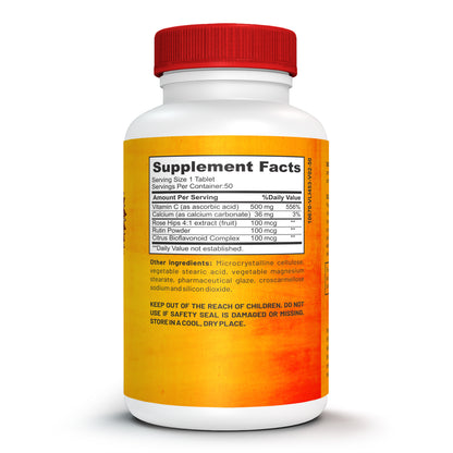 Vitamin C-500mg with Rose Hips (50 Tablets)