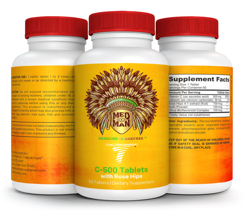 Vitamin C-500mg with Rose Hips (50 Tablets)