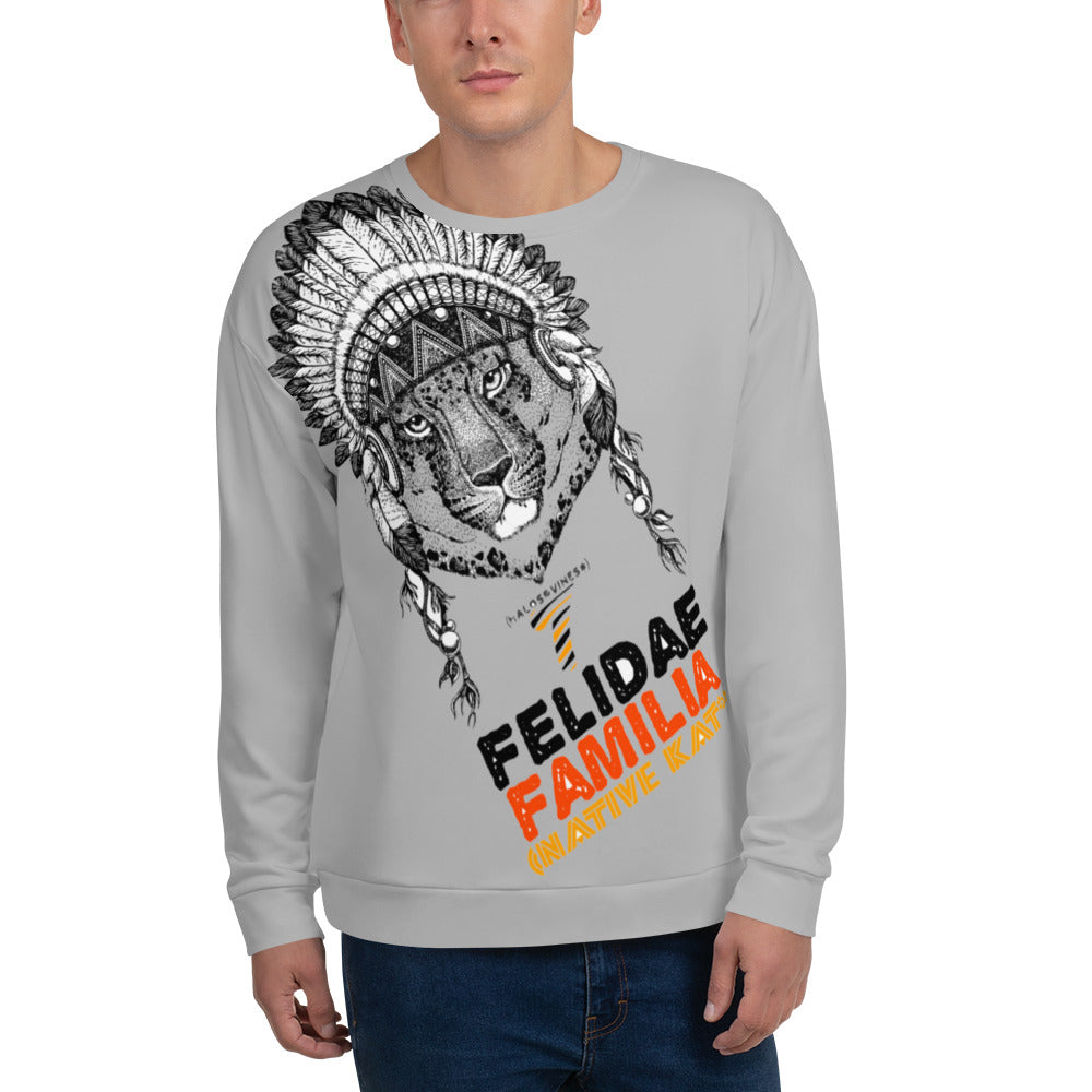 Felidae Familia - Native Kat* (Lt.Grey) Sweatshirt
